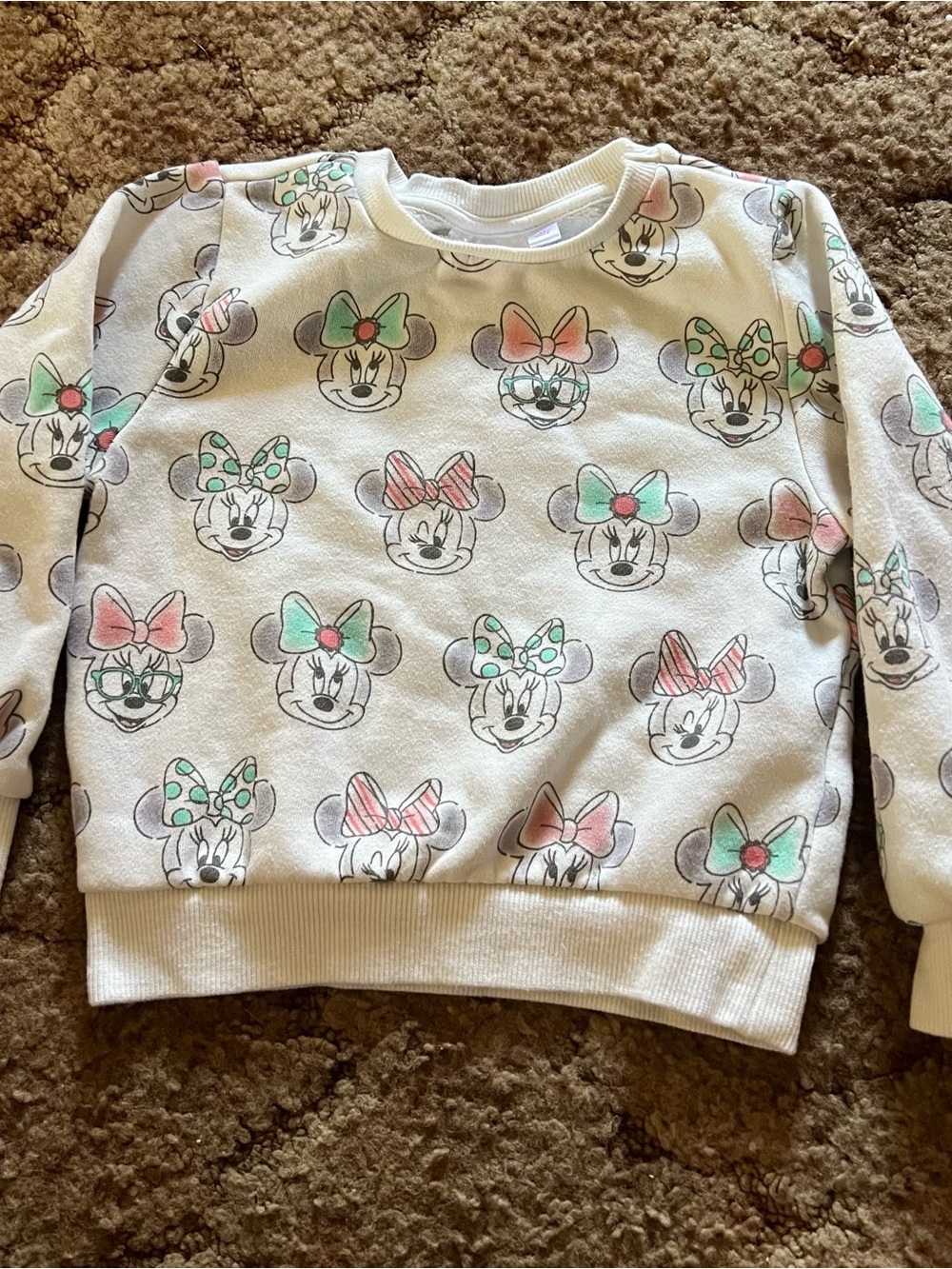 Girls' White Minnie Mouse Bow Print Sweatshirt